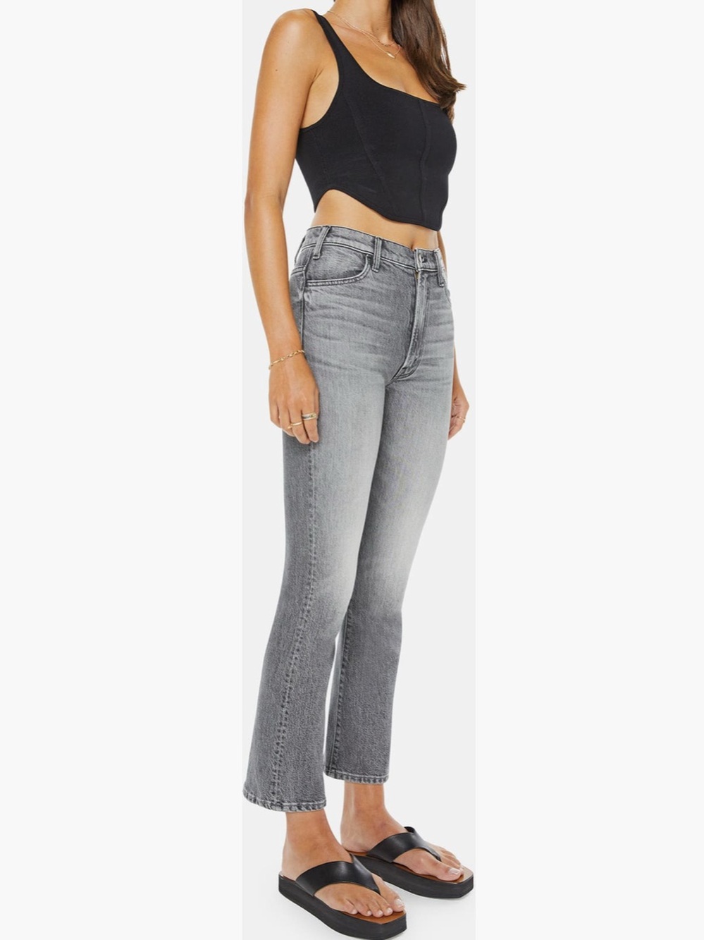 MOTHER The Hustler Ankle Northern Lights Gray High Rise Jeans